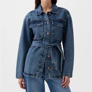 GAP Blue Denim Jacket with Copper Accents Belted